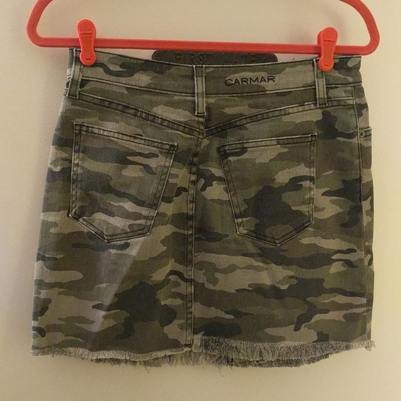 Carmar size 28 denim army bottom fringed mini skirt - Picture 2 of 5